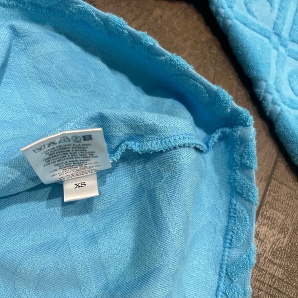 Marine Serre jacquard moon terry cloth top in blue - Picture 7 of 7